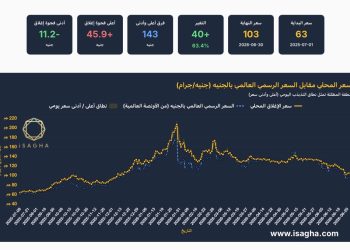 مركز الملاذ الآمن: الفضة تحقق مكاسب تاريخية 63.4% خلال عام.. وعيار 999 يقفز من 63 إلى 103 جنيهات
